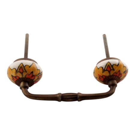 Mustard Ceramic Flower Bridge Handles